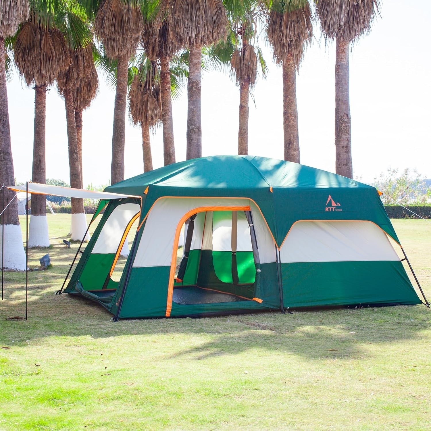 Extra Large Tent 10-12-14 Person(A),Family Cabin Tents,2 Rooms,3 Doors and 3 Windows with Mesh,Straight Wall,Waterproof,Double Layer,Big Tent for Outdoor,Picnic,Camping,Family Gathering