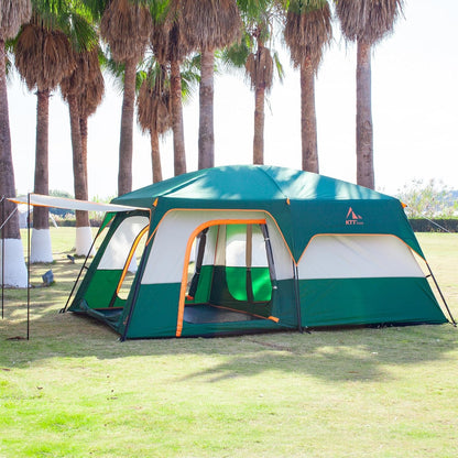 Extra Large Tent 10-12-14 Person(A),Family Cabin Tents,2 Rooms,3 Doors and 3 Windows with Mesh,Straight Wall,Waterproof,Double Layer,Big Tent for Outdoor,Picnic,Camping,Family Gathering