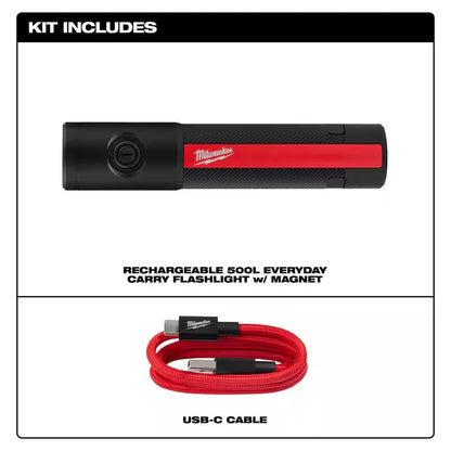 500 Lumens EDC Everyday Carry Internal Rechargeable Flashlight with Magnet