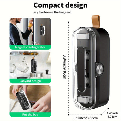 Compact 2-in-1 Mini Bag Sealer & Cutter | Portable Heat Vacuum Sealer for Plastic Bags | Ideal for Food Storage, Snacks, Cookies – Black