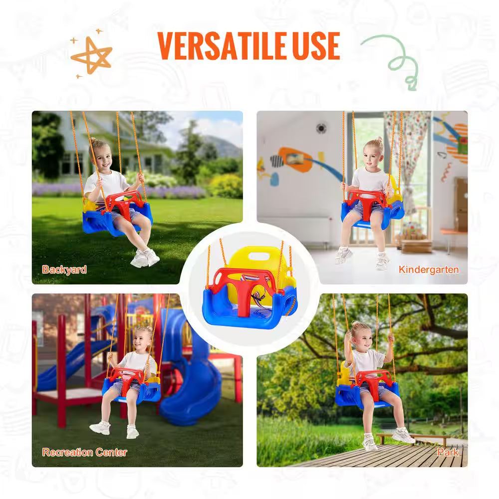 3-In-1 Toddler Swing Set Seat, 200 Lbs. Weight Capacity Baby Swing Seat, with Ropes and Snap Hooks Detachable Swing Seat