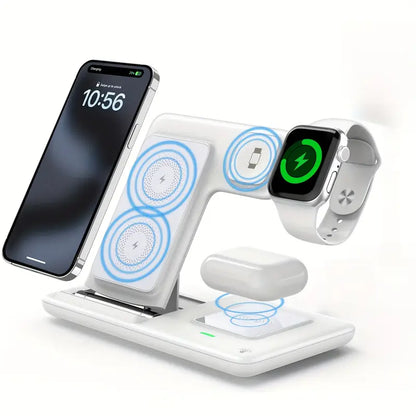 18W 3-in-1 Wireless Charging Station for iPhone 16/15/14/13/12, Apple Watch & AirPods, Fast Charger for Samsung Galaxy S23/S22/S21 – Pink