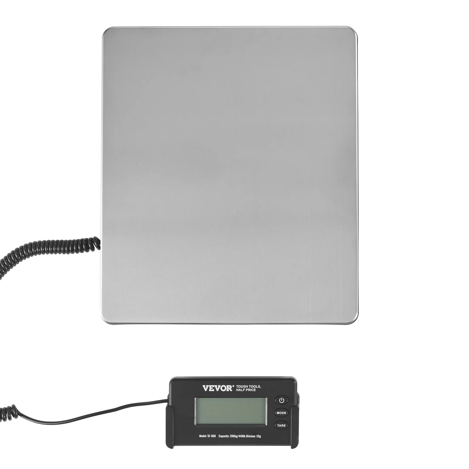 VEVOR Digital Shipping Scale, 440 Lbs X 1.7 Oz. Heavy Duty Postal Scale with Timer, Tare Function, HD LCD Screen Portable Package Scale for Luggage, Home, Post Office, AC/DC Powered, FCC Listed