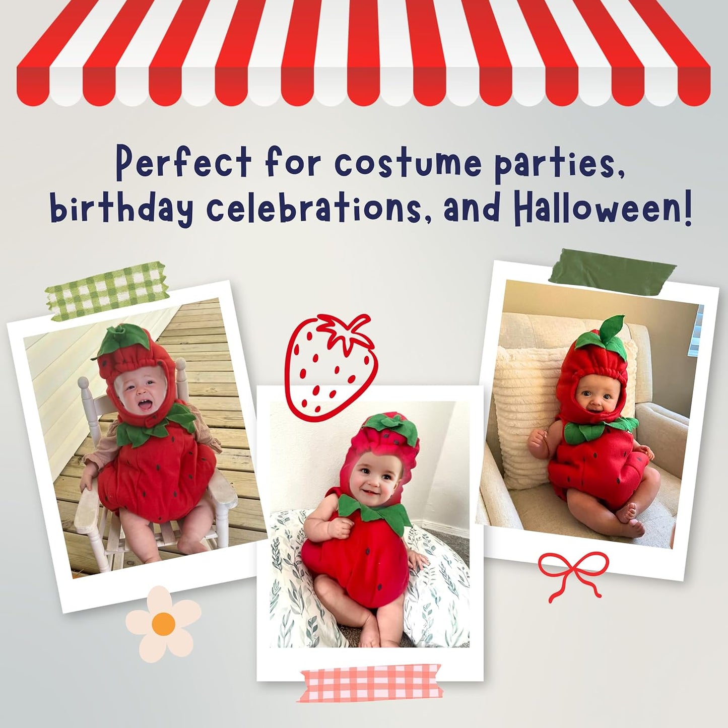 Baby Strawberry Costume - Halloween Strawberry Romper for Girls