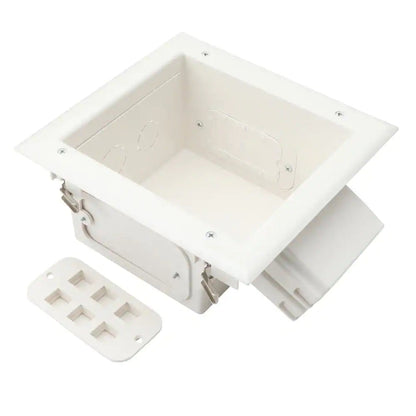 White 1-Gang Cable Pass-Through Plastic Wall Plate TV Multimedia Recessed Box