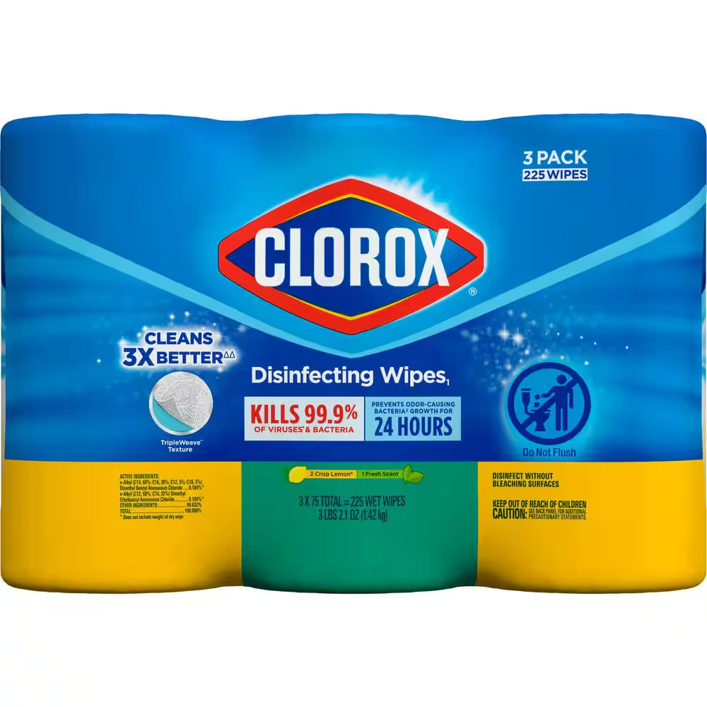 75-Count Crisp Lemon and Fresh Scent Bleach Free Disinfecting Cleaning Wipes (6-Pack)