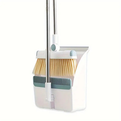 Broom & Dustpan Set (1-Set) – Foldable, Thickened Rotatable Stainless Steel Rod, Soft Non-Scratch Bristles, Indoor Cleaning Supplies (Local Warehouse Available)