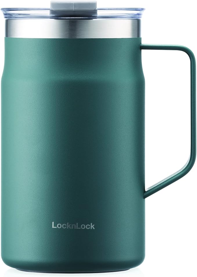 Metro Mug Premium 18/8 Stainless Steel Double Wall Insulated with Handle Perfect for Table with Lid, Black, 16 Oz,20 Oz