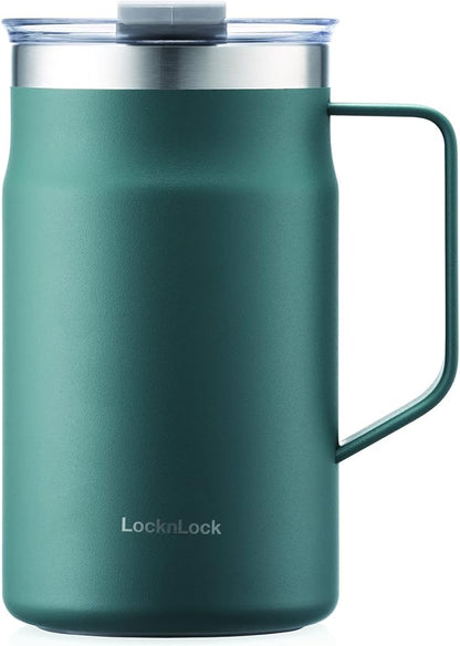 Metro Mug Premium 18/8 Stainless Steel Double Wall Insulated with Handle Perfect for Table with Lid, Black, 16 Oz,20 Oz