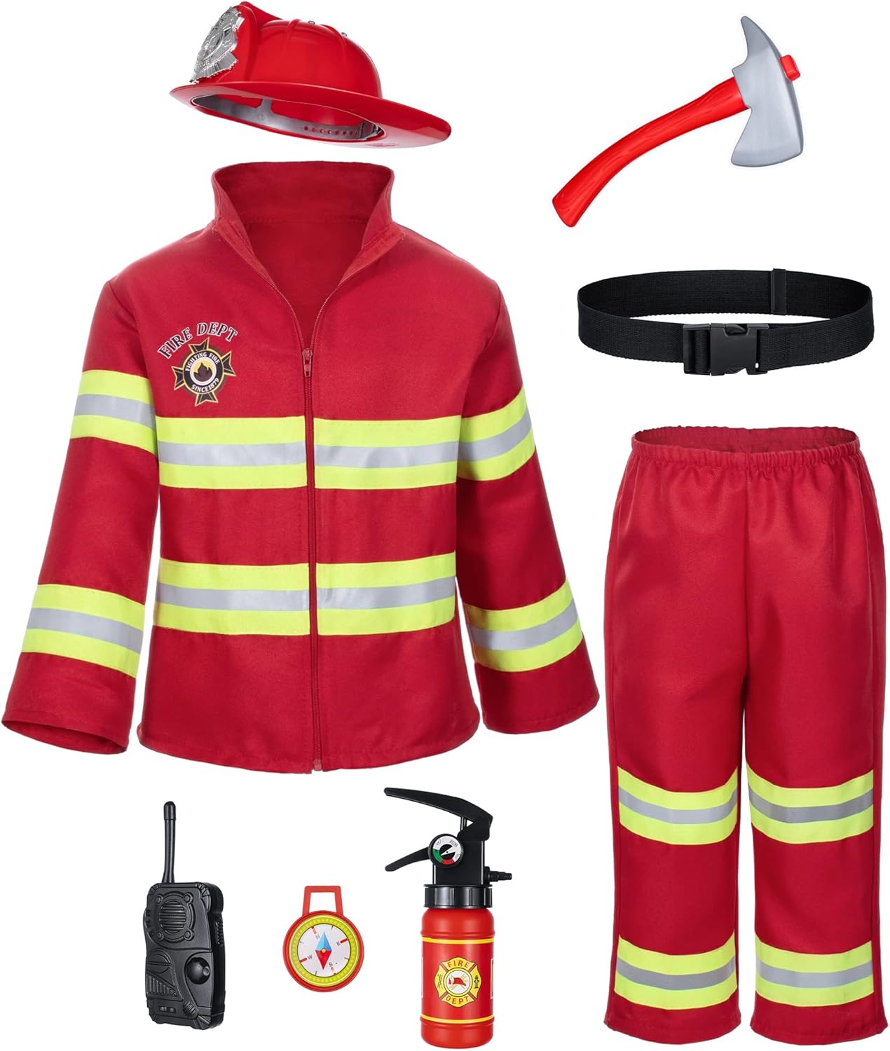 Kid'S Fireman Firefighter Costume Toys with Complete Accessories for Boys and Girls Birthday Halloween Party Dress up Navy Blue 2T 3T