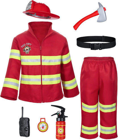 Kid'S Fireman Firefighter Costume Toys with Complete Accessories for Boys and Girls Birthday Halloween Party Dress up Navy Blue 2T 3T