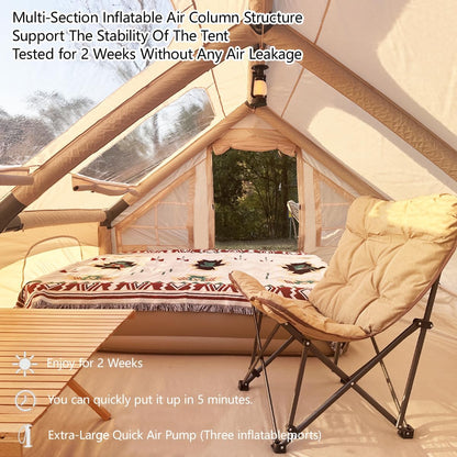 Inflatable Tent for Camping Large Blow up Tents Glamping 4-8 Person House 4 Season Air with Pump Easy Set up Waterproof Outdoor Oxford