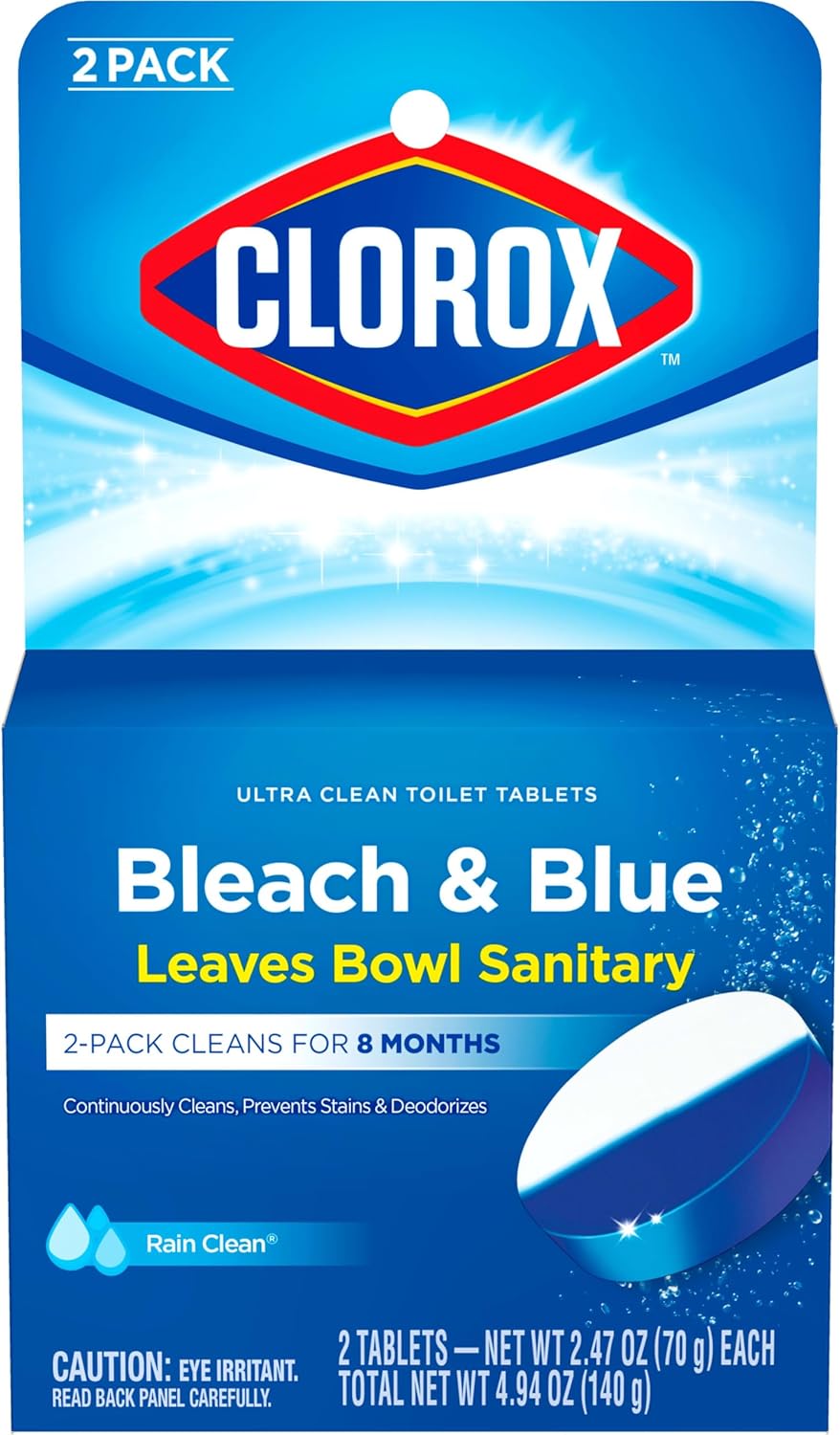 Ultra Clean Toilet Tablets Bleach & Blue, Rain Clean, 4 Ct (Package May Vary)