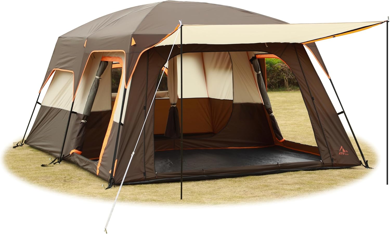 Extra Large Tent 10-12-14 Person(A),Family Cabin Tents,2 Rooms,3 Doors and 3 Windows with Mesh,Straight Wall,Waterproof,Double Layer,Big Tent for Outdoor,Picnic,Camping,Family Gathering