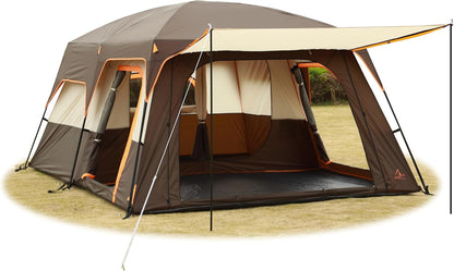 Extra Large Tent 10-12-14 Person(A),Family Cabin Tents,2 Rooms,3 Doors and 3 Windows with Mesh,Straight Wall,Waterproof,Double Layer,Big Tent for Outdoor,Picnic,Camping,Family Gathering