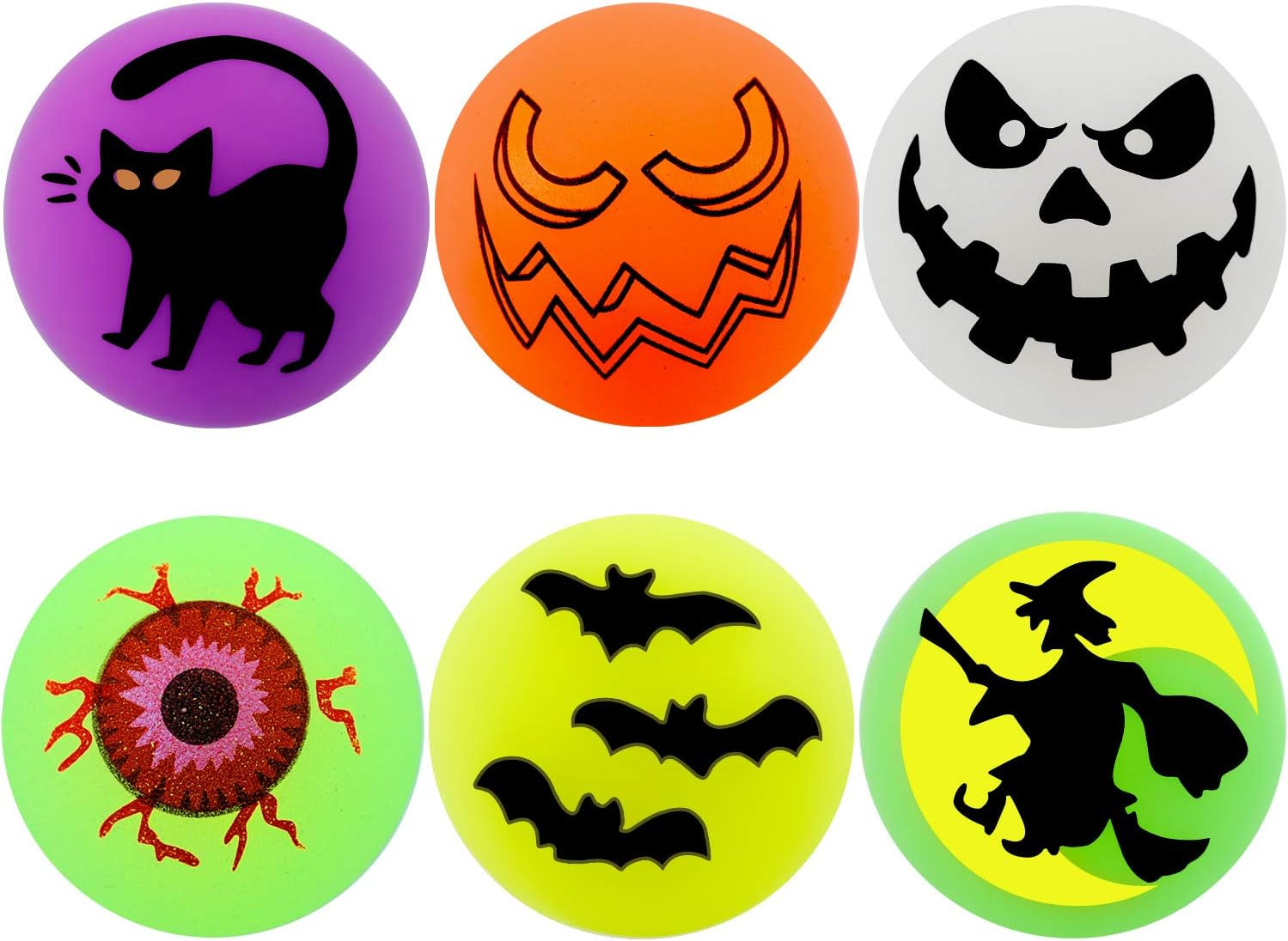72 Halloween Theme Designs Bouncing Balls - Glow in the Dark Bouncy Party Favors Supplies for Kids, Trick or Treating Goodie
