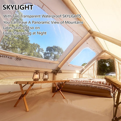 Inflatable Tent for Camping Large Blow up Tents Glamping 4-8 Person House 4 Season Air with Pump Easy Set up Waterproof Outdoor Oxford