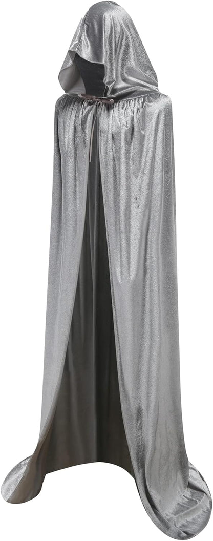 Unisex Full Length Hooded Robe Cloak Long Velvet Cape Cosplay Costume
