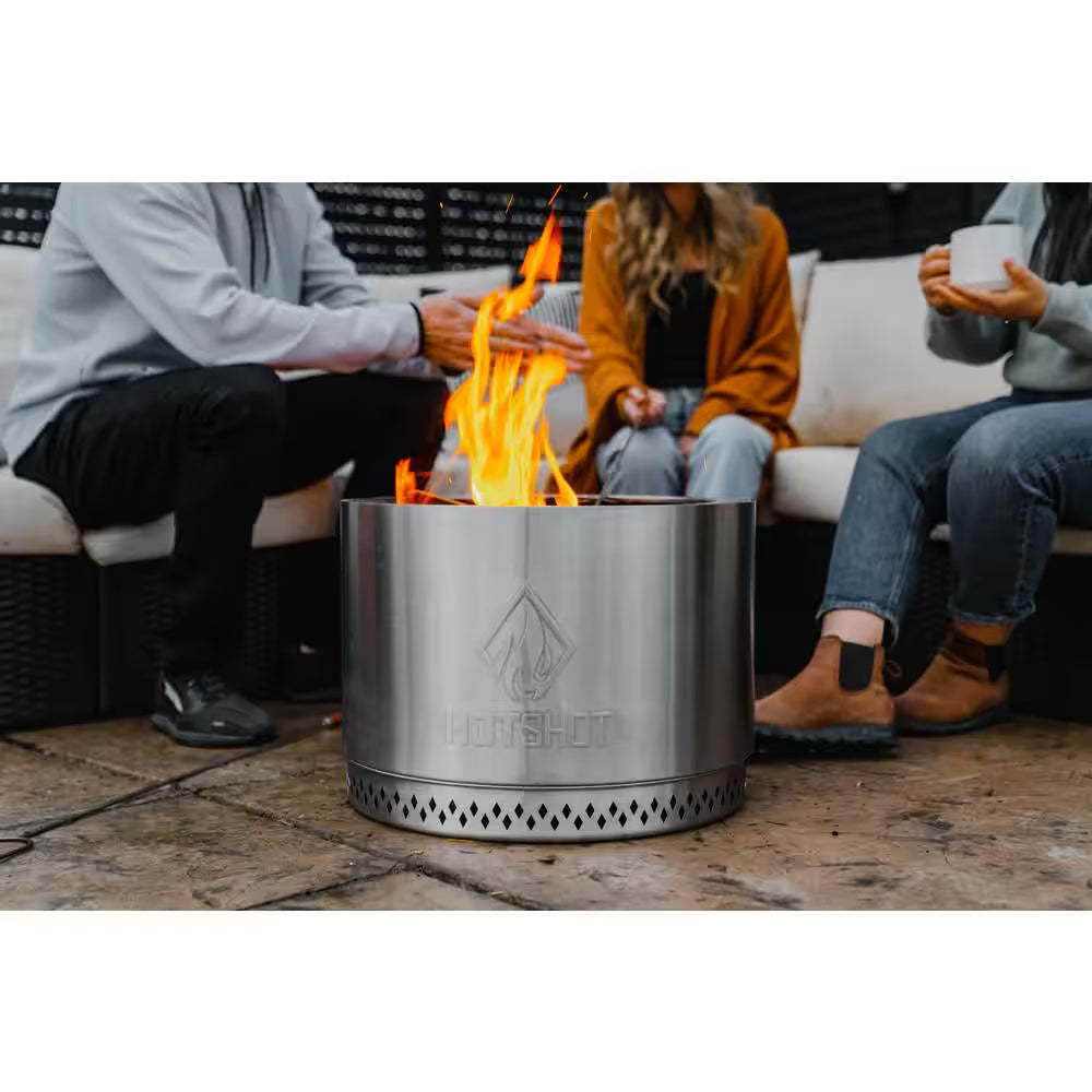 Explorer Portable Low Smoke 19.5 In. round Wood-Burning Fire Pit in Stainless Steel with Carry Bag