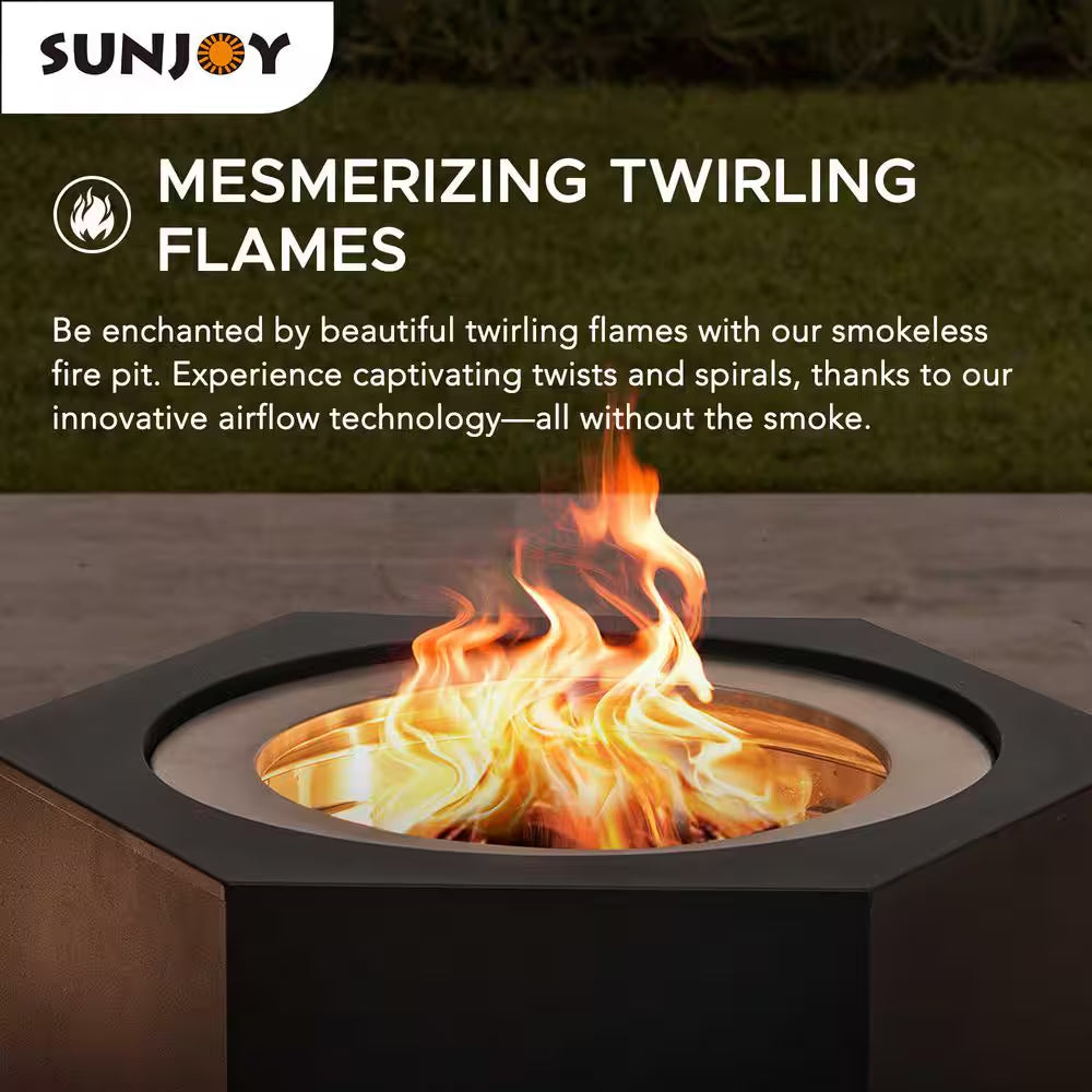 28 In. Hexagonal Outdoor Patio Wood Burning Smokeless Firepit