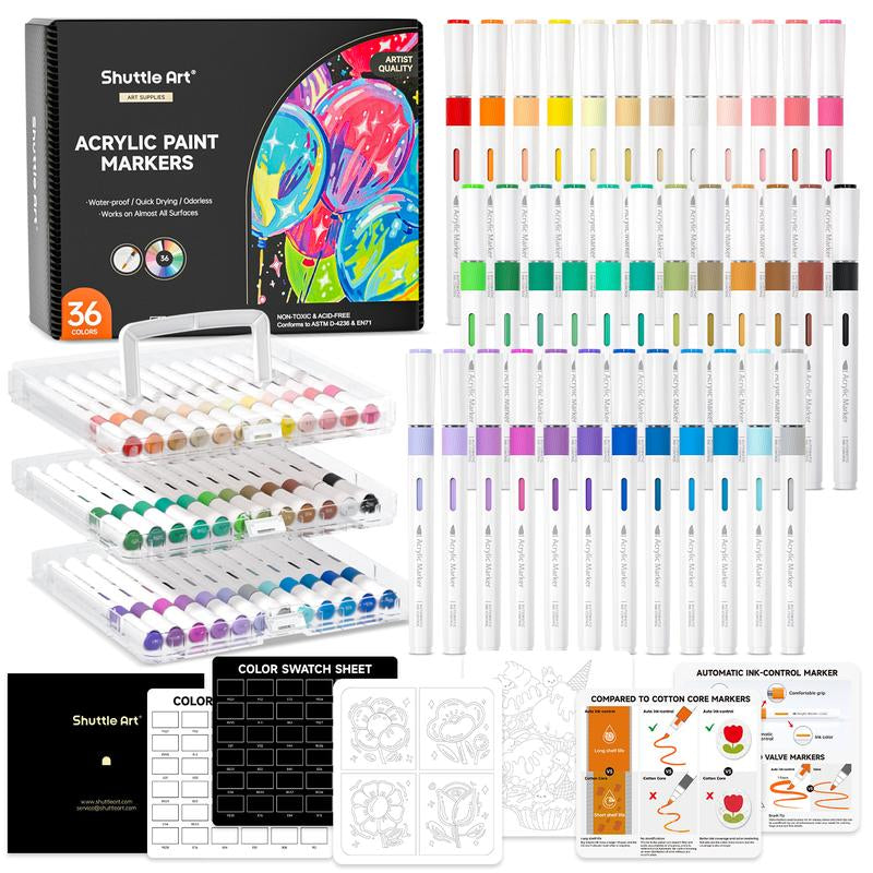 44 Pcs Magic Foam Texture Painting Kit, Including 28 Pcs Foam Texture Paper, 12 Colors Brush Tip Automatic Ink Control Acrylic Paint Markers, Magical 3D Effect Painting Kit for DIY Arts,Toys, Toy Crafts Gift