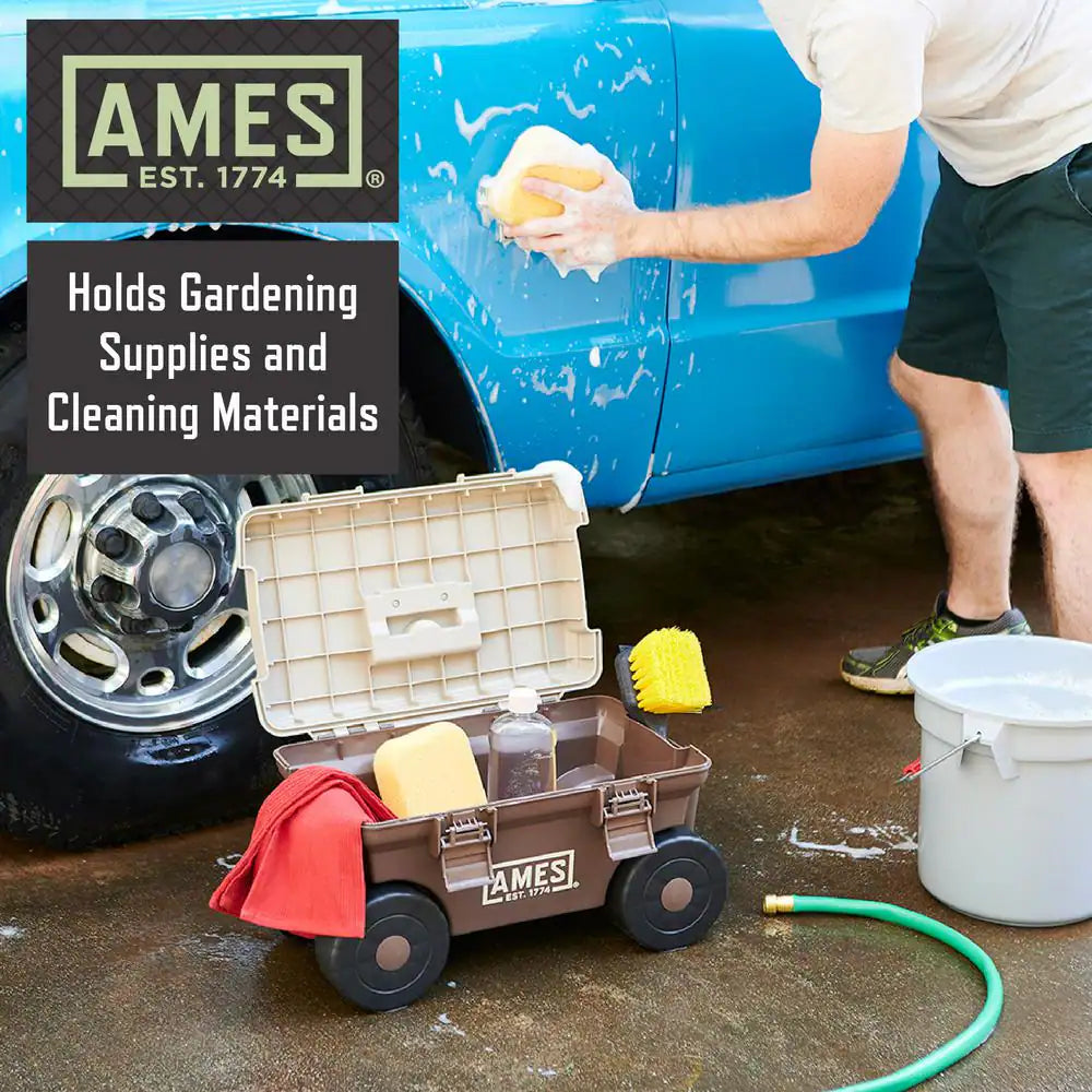 5-Piece Digging, Transferring, and Cultivating Garden Tool Set with Rolling Cart