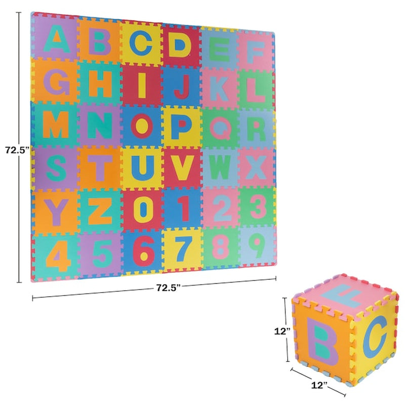 96-Piece Alphabet Foam Puzzle- Pop-Out Letters and Numbers- Floor Playmat for Kids, Toddlers and Infants Home