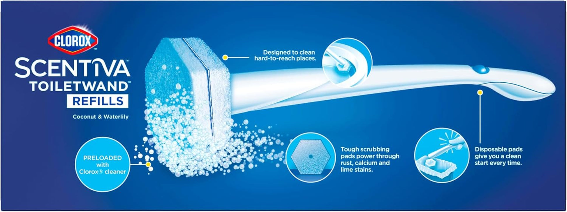 Toilet Wand Scentiva Coconut & Waterlily Refill, 10Ct