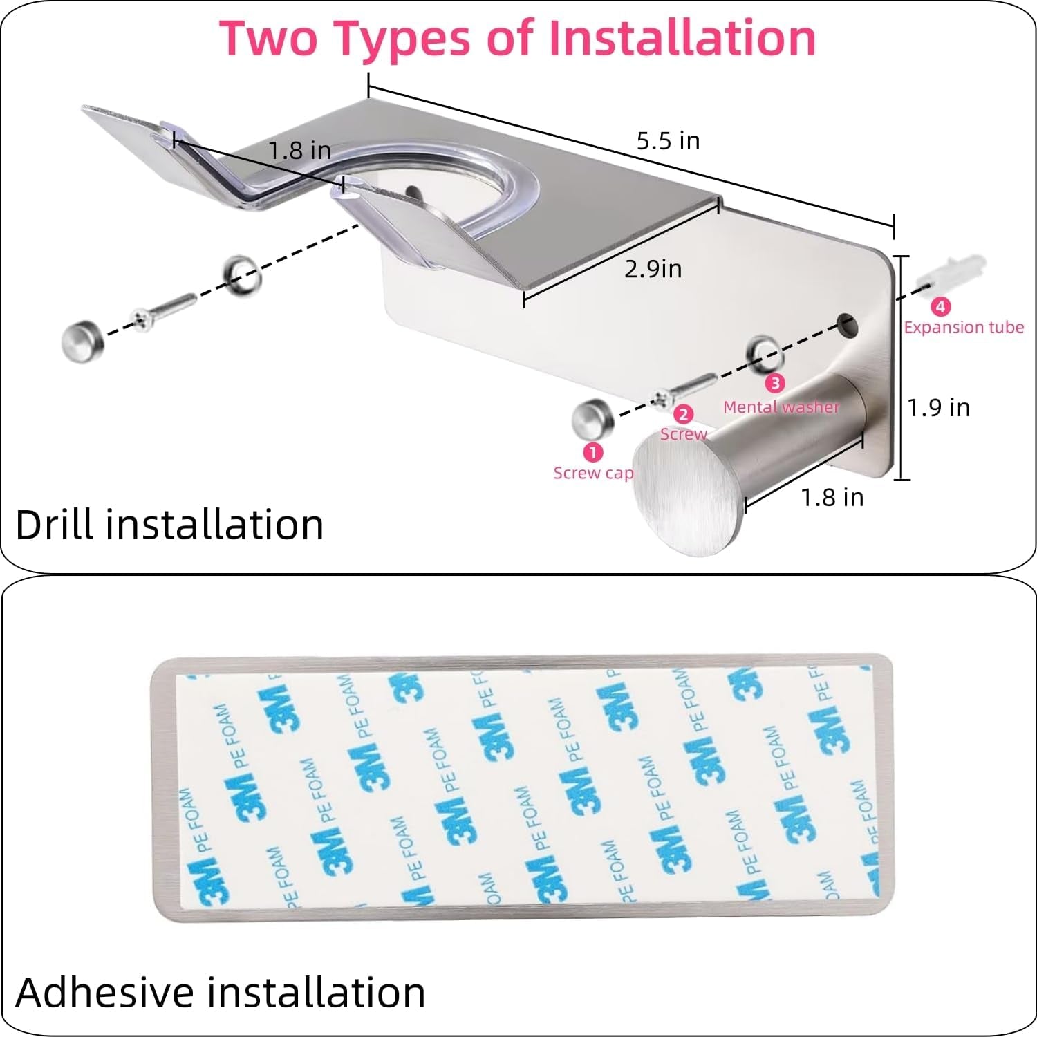 Hair Dryer Holder, Hair Dryer Holder Wall Mounted, Self Adhesive Blow Dryer Holder, Stainless Steel Dyson Hair Dryer Holder, Hairdryer Holder for Bathroom