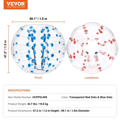 Inflatable Bumper Balls 2-Pack 5 Ft. /1.5M Body Sumo Zorb Balls Teen and Adult 0.8 Mm Thick PVC