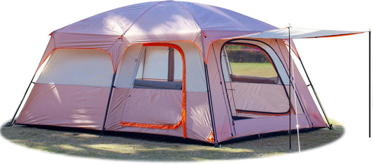 Extra Large Tent 10-12-14 Person(A),Family Cabin Tents,2 Rooms,3 Doors and 3 Windows with Mesh,Straight Wall,Waterproof,Double Layer,Big Tent for Outdoor,Picnic,Camping,Family Gathering