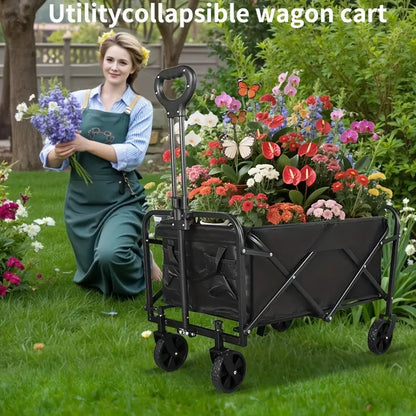 Heavy-Duty All-Terrain Folding Cart — 220 / 450 / 680 lb Capacity | Large-Capacity Camper & Utility Wagon for Yard, Shopping, Sports & Gardening (Black)