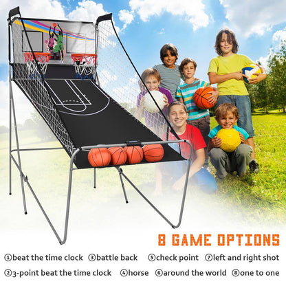 Indoor Basketball Arcade Game Double Electronic Hoops Shot 2 Player W/4 Balls