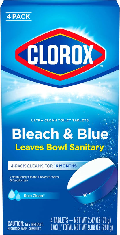 Ultra Clean Toilet Tablets Bleach & Blue, Rain Clean, 4 Ct (Package May Vary)