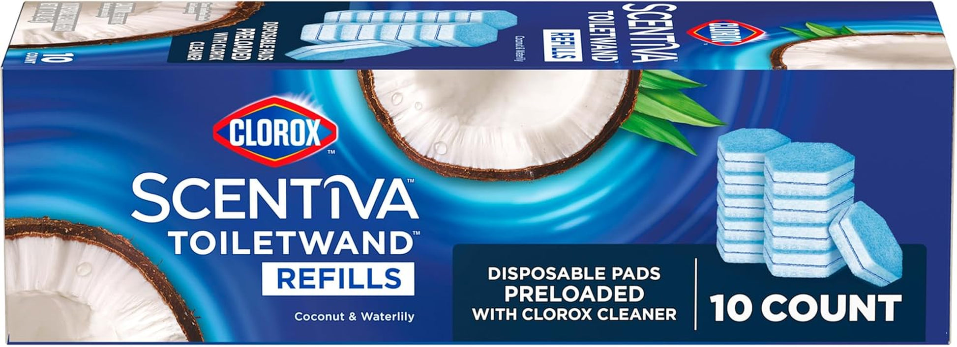 Toilet Wand Scentiva Coconut & Waterlily Refill, 10Ct