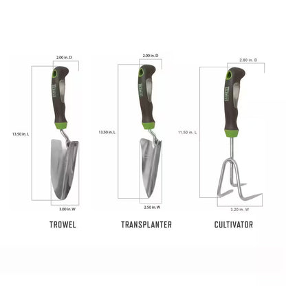 6-Piece Garden Tool Set - Hand Trowel, Hand Weeder, Hand Rake, Hand Transplanter, Hand Scoop and Hand Cultivator
