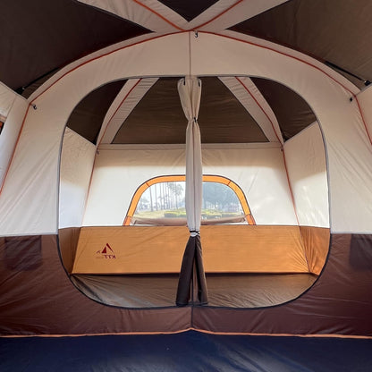 Extra Large Tent 10-12-14 Person(A),Family Cabin Tents,2 Rooms,3 Doors and 3 Windows with Mesh,Straight Wall,Waterproof,Double Layer,Big Tent for Outdoor,Picnic,Camping,Family Gathering