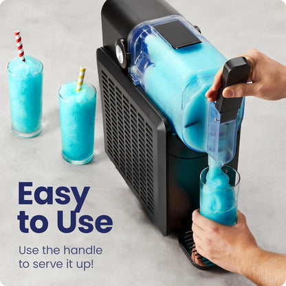 Slush-Ease Slushie Machine, Frozen Drink Maker & Slushy Machine with 5 Presets + Custom Option, Easy-Dispensing Lever for Frozen Margaritas, Frappes, and Slushies - Black