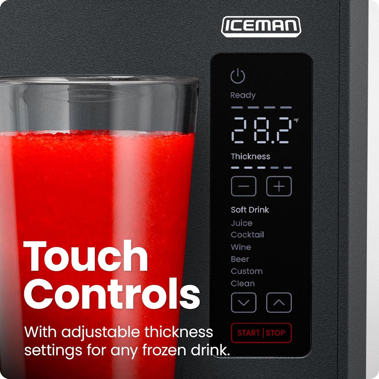 Slush-Ease Slushie Machine, Frozen Drink Maker & Slushy Machine with 5 Presets + Custom Option, Easy-Dispensing Lever for Frozen Margaritas, Frappes, and Slushies - Black