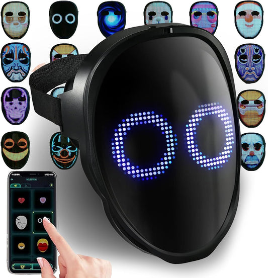 LED Face Transforming Mask with Gesture Control Fun - Cool Stuff Halloween Cosplay and Christmas Parties