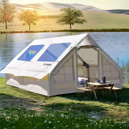 Inflatable Tent for Camping Large Blow up Tents Glamping 4-8 Person House 4 Season Air with Pump Easy Set up Waterproof Outdoor Oxford
