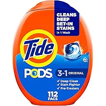 PODS Laundry Detergent Pacs, 3-In-1 Stain Remover, Odor Fighter, Color Protector, 112 Count, HE Compatible, Spring Meadow Scent