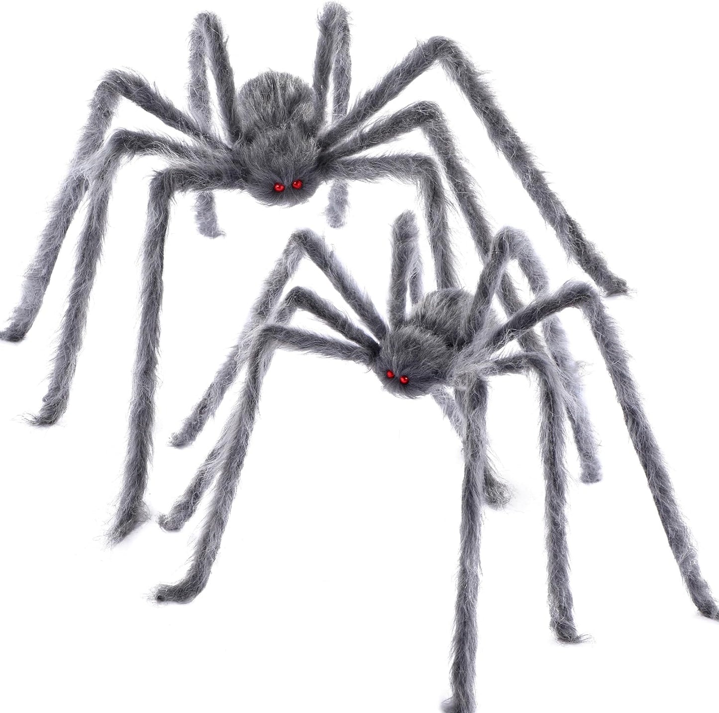 2 Pack 5 Ft Halloween Outdoor Decorations Hairy Black Spider, Scary Giant Spider, Fake Large Haunted House Props, Halloween Yard Lawn Decorations Party Indoor Decor