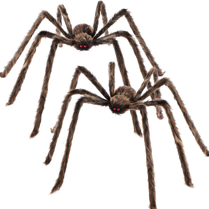 2 Pack 5 Ft Halloween Outdoor Decorations Hairy Black Spider, Scary Giant Spider, Fake Large Haunted House Props, Halloween Yard Lawn Decorations Party Indoor Decor