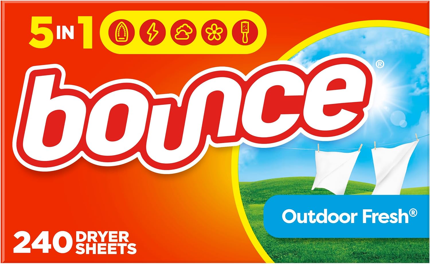 Dryer Sheets, Outdoor Fresh, 480 Count Laundry Fabric Softener Sheets with Static Control and Wrinkle Fighters. (2 Packs of 240)