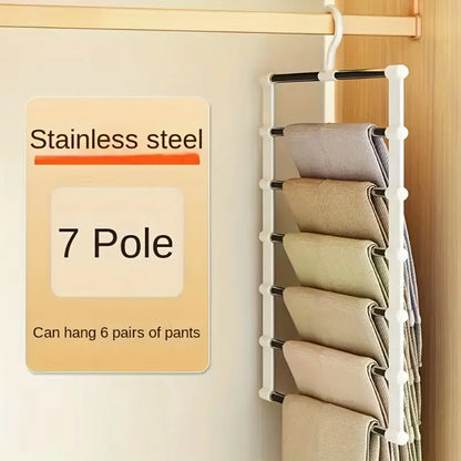 2-Pack Folding Multi-Layer Pants Hanger – Stainless Steel Wardrobe Organizer for Jeans, Leggings & Scarves