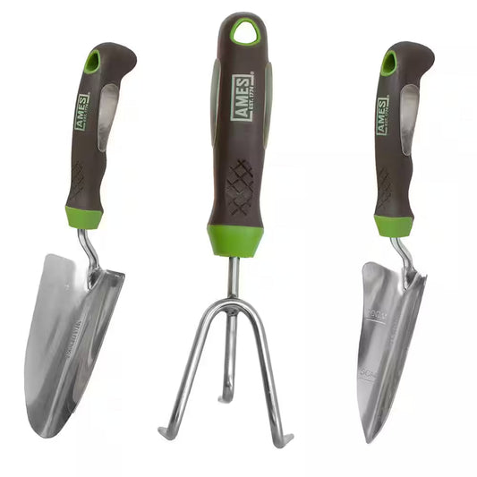 3-Piece Garden Tool Set - Hand Trowel, Hand Transplanter and Hand Cultivator
