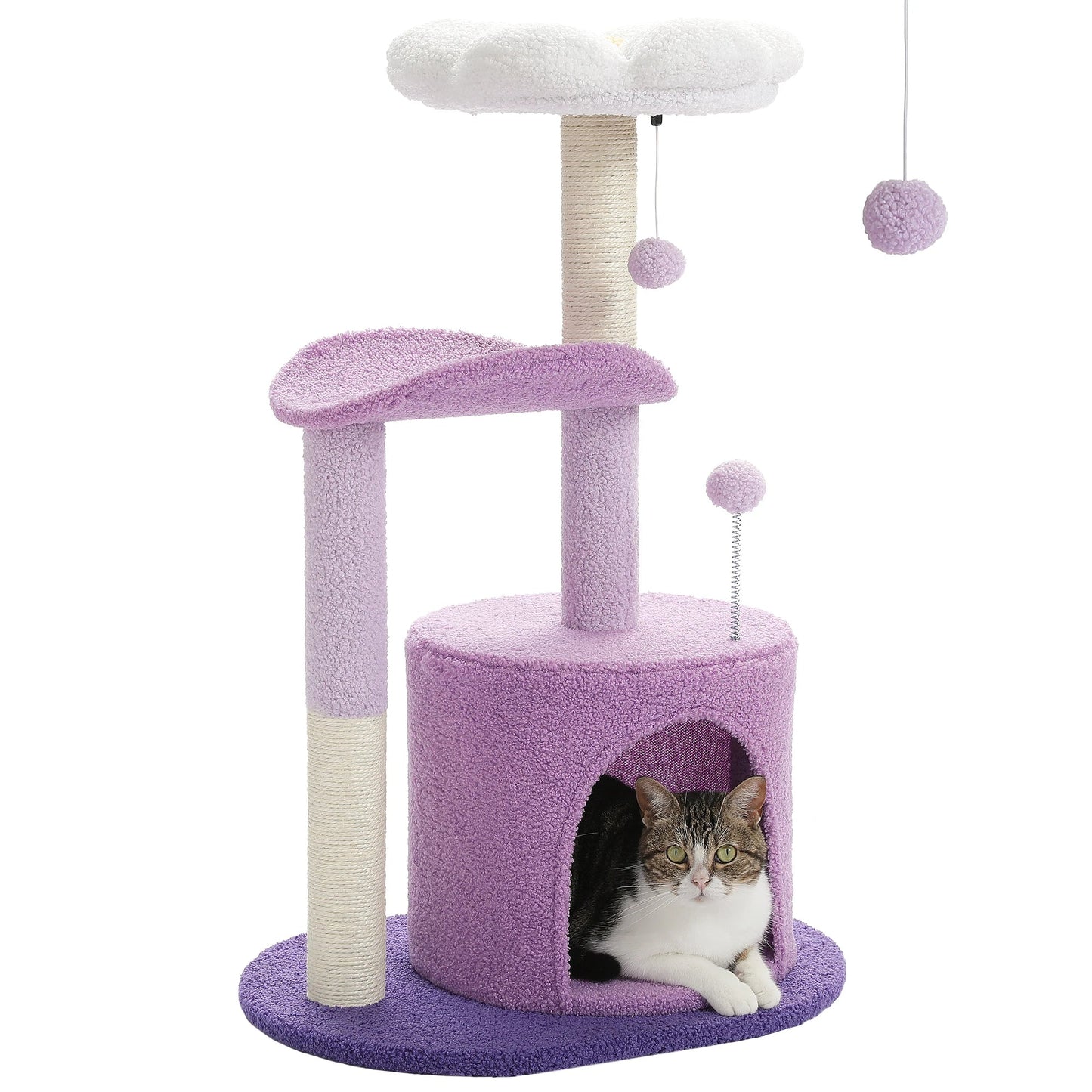 Mordern Cat Tree Scratching Post Cat'S House Cute Cactus Scratcher with Condo Nest Pet Play House Furniture