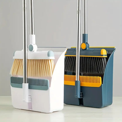 Broom & Dustpan Set (1-Set) – Foldable, Thickened Rotatable Stainless Steel Rod, Soft Non-Scratch Bristles, Indoor Cleaning Supplies (Local Warehouse Available)