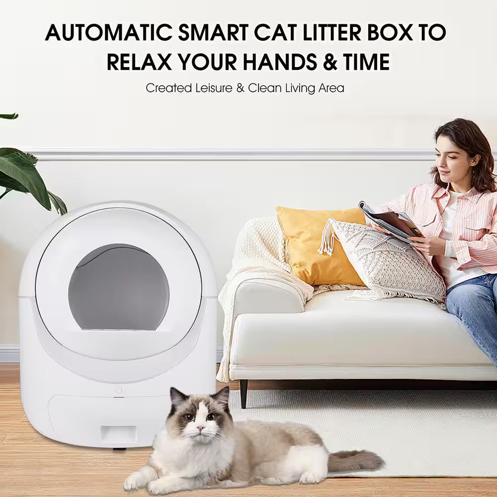Self-Cleaning Cat Litter Box Multiple Cats Scooping Automatically Litter Odor Removal App Control Support 5G 2.4G Wi-Fi